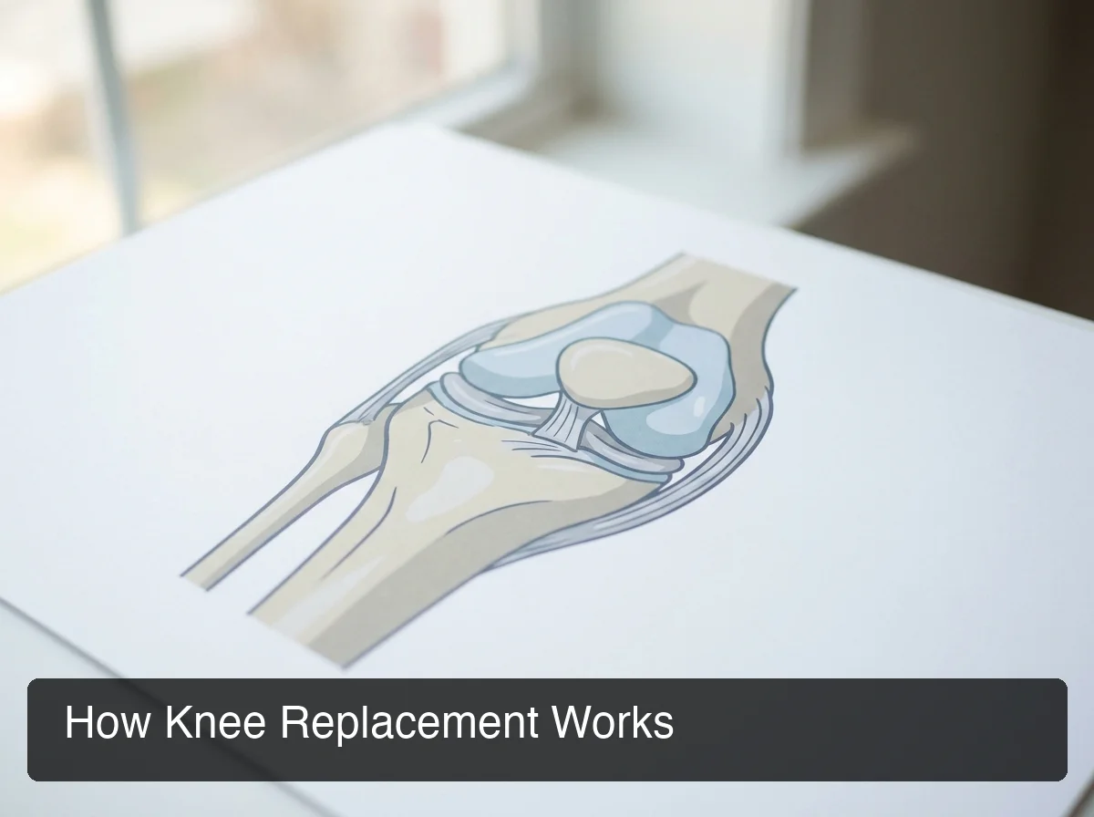 KCM Clinic knee replacement procedure showing anatomical implant positioning for total knee arthroplasty