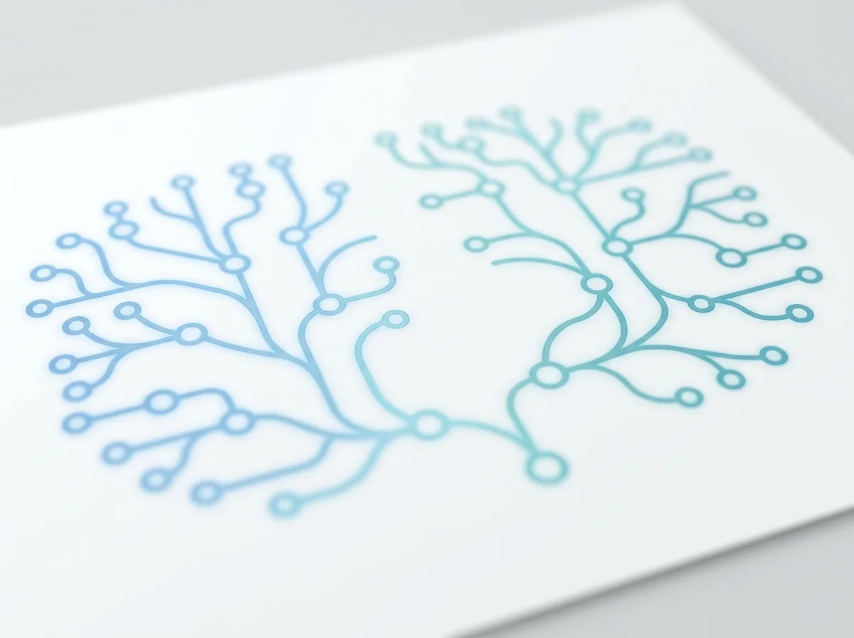 BPC-157 mechanism illustration showing two parallel biological pathways representing angiogenesis and neuroprotection research