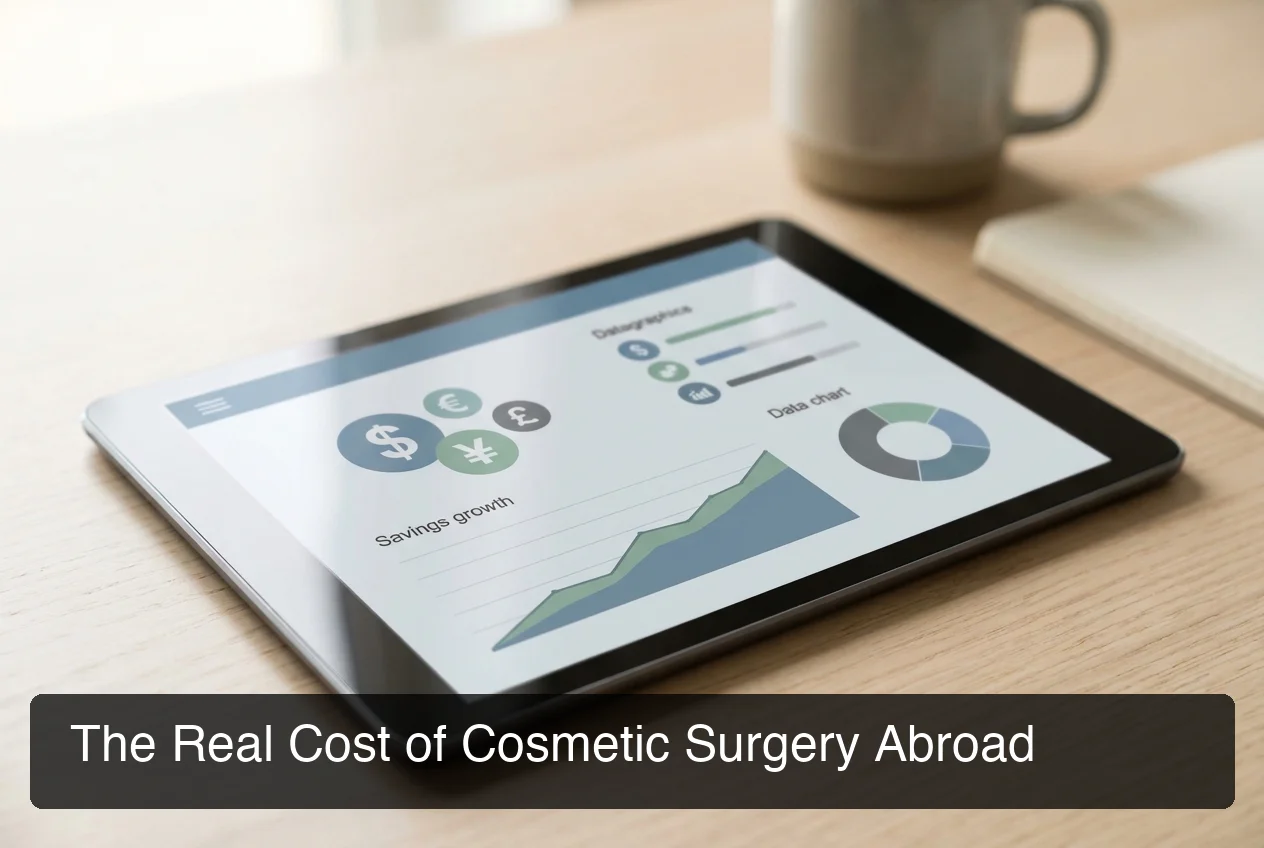 Financial breakdown visual representing transparent cosmetic surgery abroad pricing