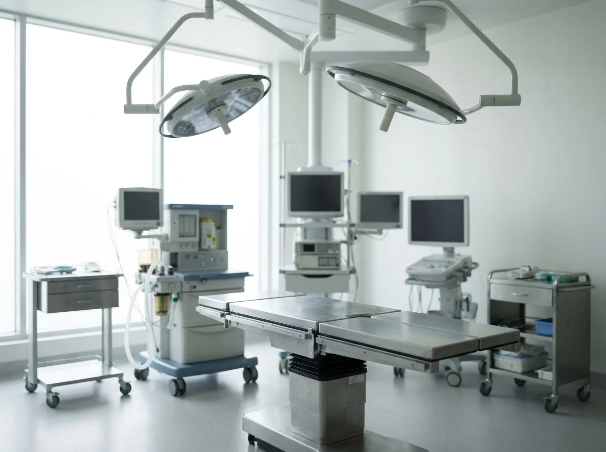 Operating theatre with medical equipment representing EU surgical safety standards
