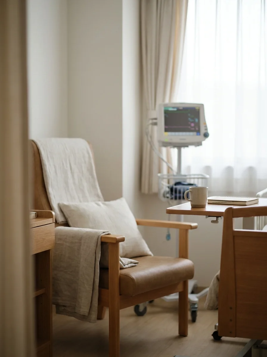 Comfortable patient recovery room representing post-surgical aftercare