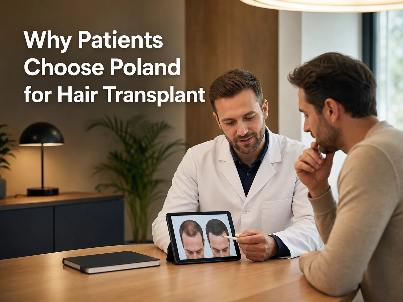 KCM Clinic international patient consultation room where hair transplant patients discuss their treatment plan